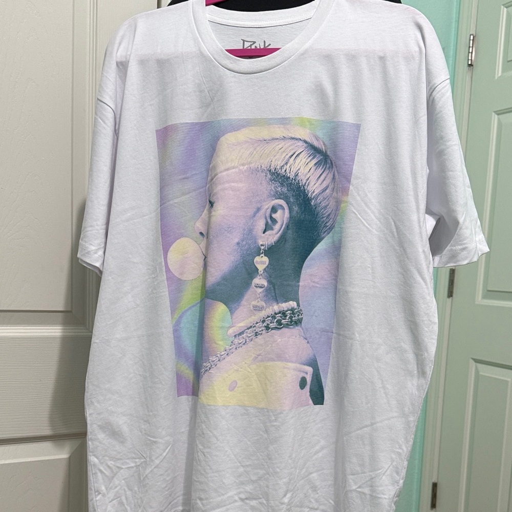 White Graphic T-Shirt with Pastel Design